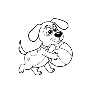 coloriage Un chien jouant avec une balle gratuit en ligne