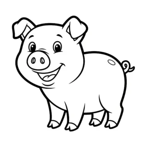 coloriage Un cochon qui sourit à imprimer pour enfant de 3 ans