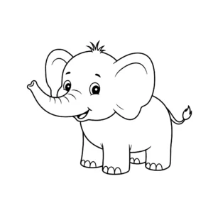 coloriage Un contour simple d’éléphant a imprimer