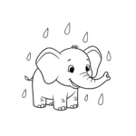 coloriage Un éléphant sous la pluie à imprimer pour enfant de 9 ans