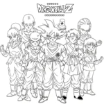 coloriage Un groupe de personnages Dragon Ball Z a colorier en ligne