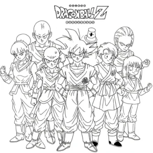 coloriage Un groupe de personnages Dragon Ball Z a colorier en ligne