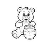 coloriage Un ours et son pot de miel à imprimer gratuitement