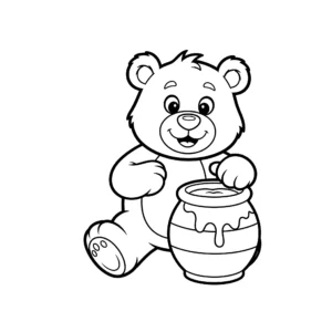 coloriage Un ours et son pot de miel à imprimer gratuitement