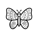 coloriage Un papillon avec des motifs simples pour enfant de 4 ans
