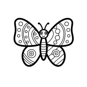 coloriage Un papillon avec des motifs simples pour enfant de 4 ans