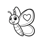 coloriage Un papillon avec un cœur et découpage à imprimer