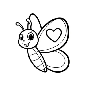coloriage Un papillon avec un cœur et découpage à imprimer