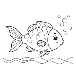 coloriage Un poisson coloré dans l’océan pour enfant gratuit