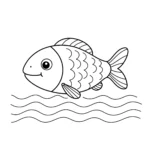 coloriage Un poisson nageant dans une rivière pour enfant de 2 ans