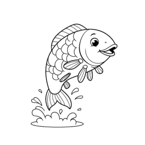 coloriage Un poisson sautant hors de l’eau à imprimer pour enfant de 10 ans