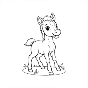 coloriage Un poulain joueur en ligne pour enfant