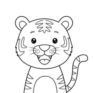 coloriage Un tigre souriant gratuit en ligne
