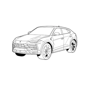 coloriage Une Lamborghini Urus (SUV) simplifiée gratuit pour enfants