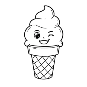 coloriage Une glace qui fait un clin d’œil pour enfant de à imprimer
