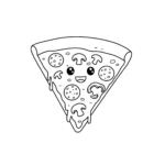 coloriage Une part de pizza avec des garnitures classiques à imprimer pdf gratuit