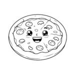 coloriage Une pizza entière avec des sourires gratuit