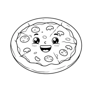 coloriage Une pizza entière avec des sourires gratuit