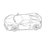 coloriage Une vue de dessus simplifiée d’une Ferrari moderne à imprimer pour enfant de 10 ans