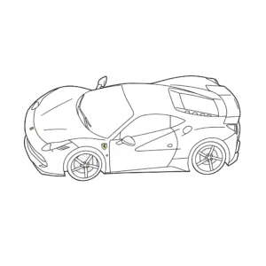 coloriage Une vue de dessus simplifiée d’une Ferrari moderne à imprimer pour enfant de 10 ans