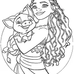 coloriage Vaiana à imprimer kawaii