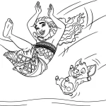 coloriage Vaiana à imprimer pour enfant de 7 ans