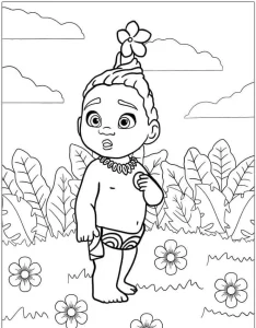 coloriage Vaiana pour enfant de 7 ans