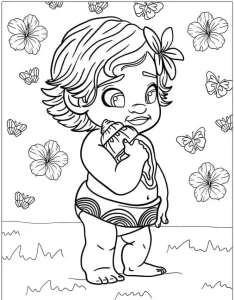 coloriage Vaiana et decoupage