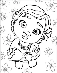 coloriage Vaiana a imprimer pour enfant de 4 ans