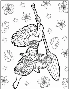 coloriage Vaiana à imprimer pour enfant de 7 ans
