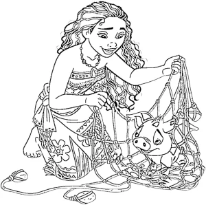 coloriage Vaiana à imprimer pour enfants