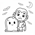 coloriage Vampire Halloween pour enfant de 6 ans