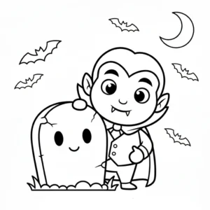 coloriage Vampire Halloween pour enfant de 6 ans