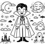image de coloriage Vampire Halloween pour enfant