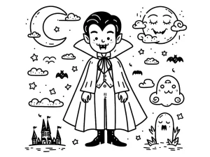image de coloriage Vampire Halloween pour enfant