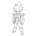 coloriage Vegeta avec son armure Saiyan et decoupage a imprimer gratuit