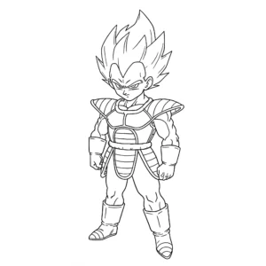 coloriage Vegeta avec son armure Saiyan et decoupage a imprimer gratuit