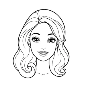 coloriage Visage de Barbie Sirène souriante pour primaire