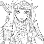 coloriage Zelda et découpage à imprimer
