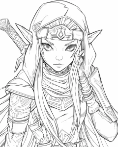 coloriage Zelda et découpage à imprimer