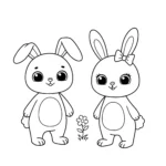 coloriage deux lapins ensemble pour enfant a imprimer gratuit