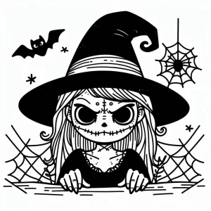 coloriage sorcière à imprimer pour enfant de 8 ans
