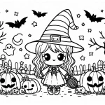 coloriage sorcière pour enfant gratuit