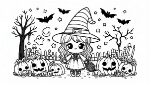 coloriage sorcière pour enfant gratuit