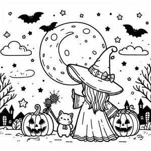 coloriage sorcière et découpage à imprimer