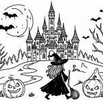 coloriage sorcière et découpage à imprimer