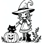 coloriage sorcière à imprimer kawaii