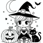 coloriage sorcière pour enfant gratuit
