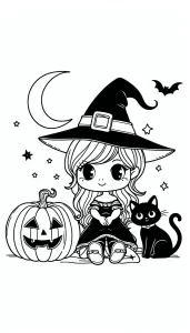 coloriage sorcière pour enfant gratuit