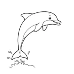coloriage un dauphin sautant haut hors de l’eau pour enfants a imprimer gratuit